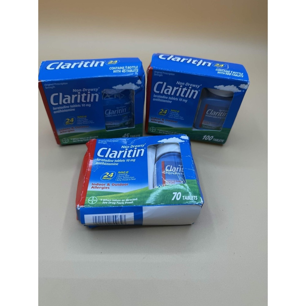 Claritin Loratadine 10mg Tablets Lot 3 24hr Non-Drowsy Allergy Relief Medicine